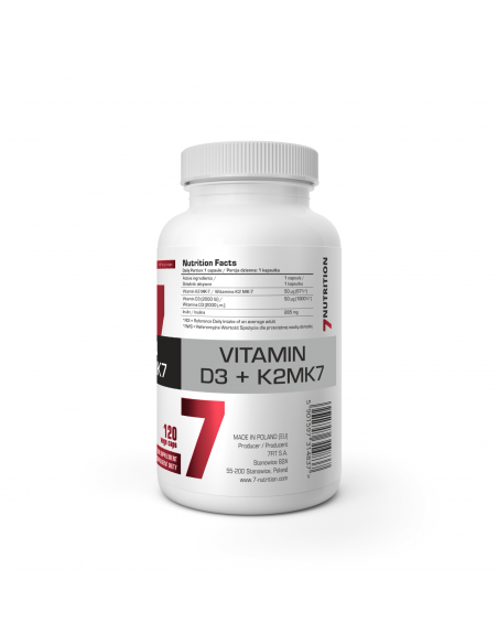 VITAMIN D3+K2MK7 120CAPS. 7NUTRITION
