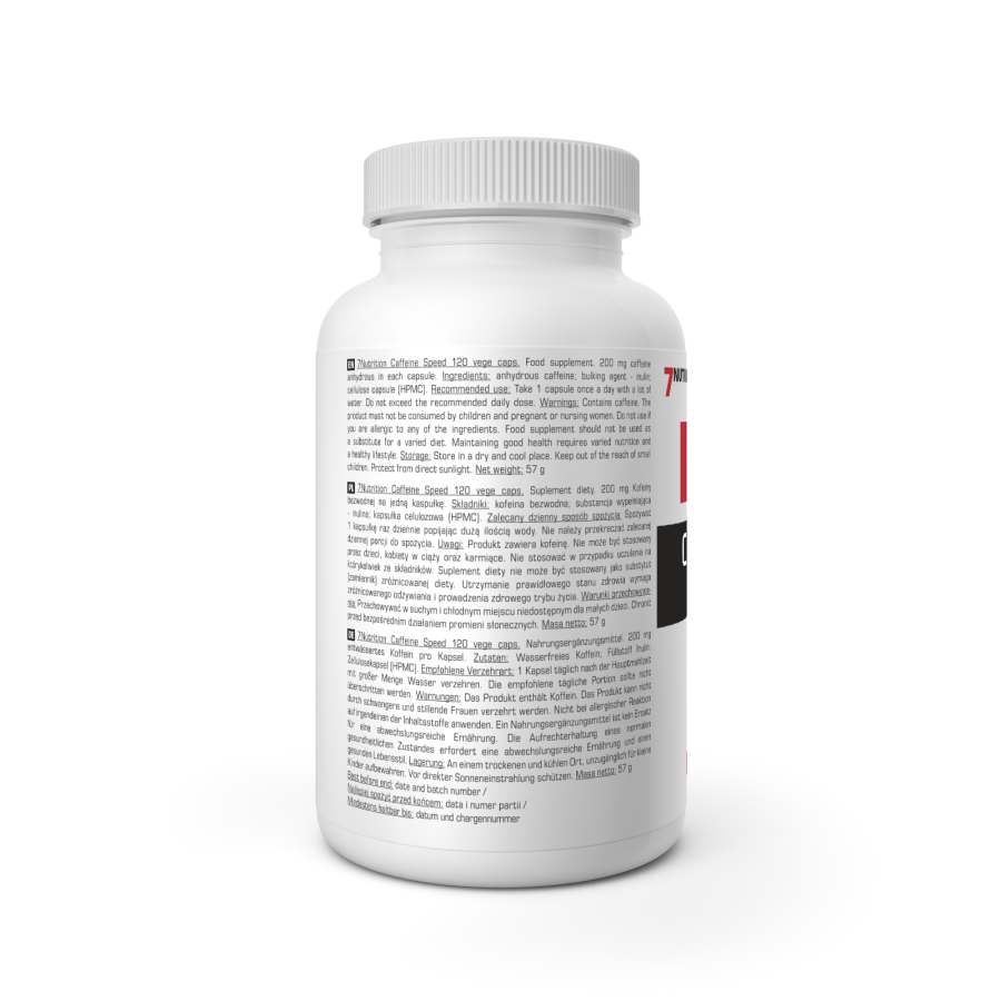 Cafeína 200mg cápsulas 7Nutrition – Energía y enfoque