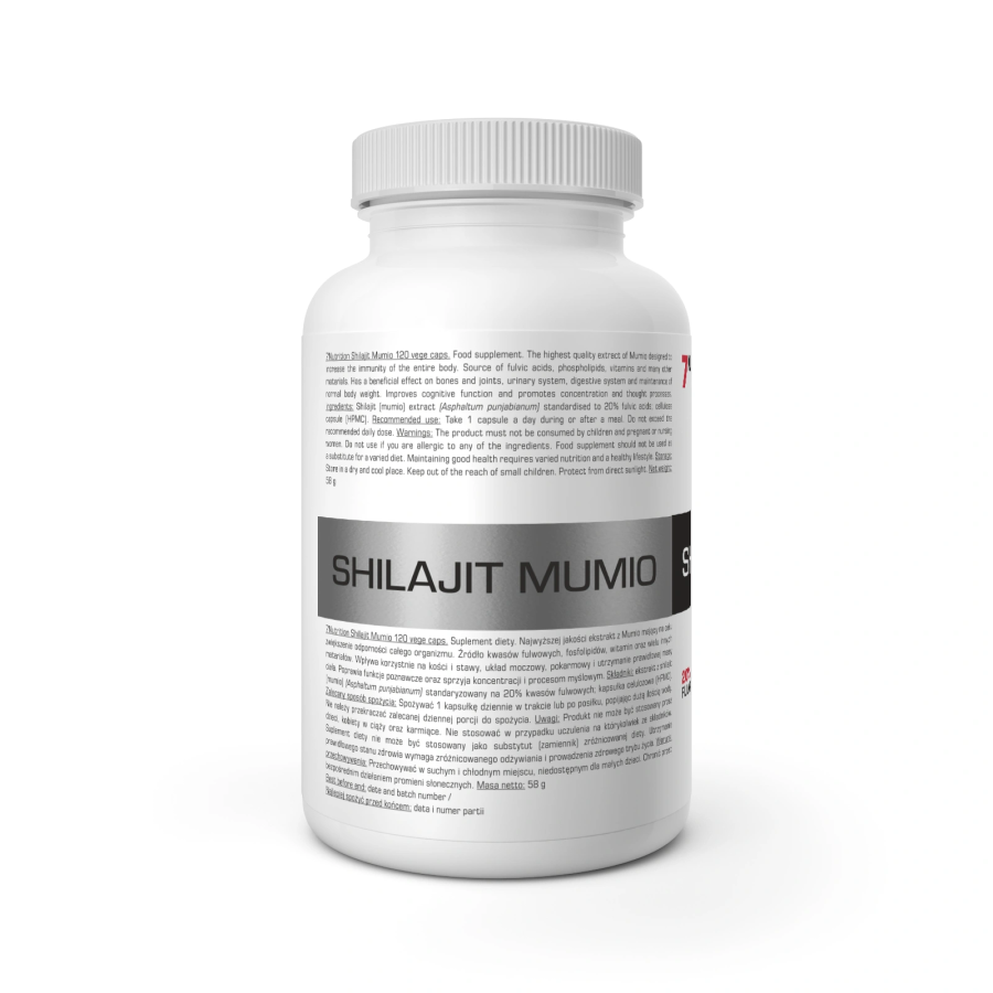 Shilajit Mumio 120 cápsulas 7Nutrition | Extracto 20 %