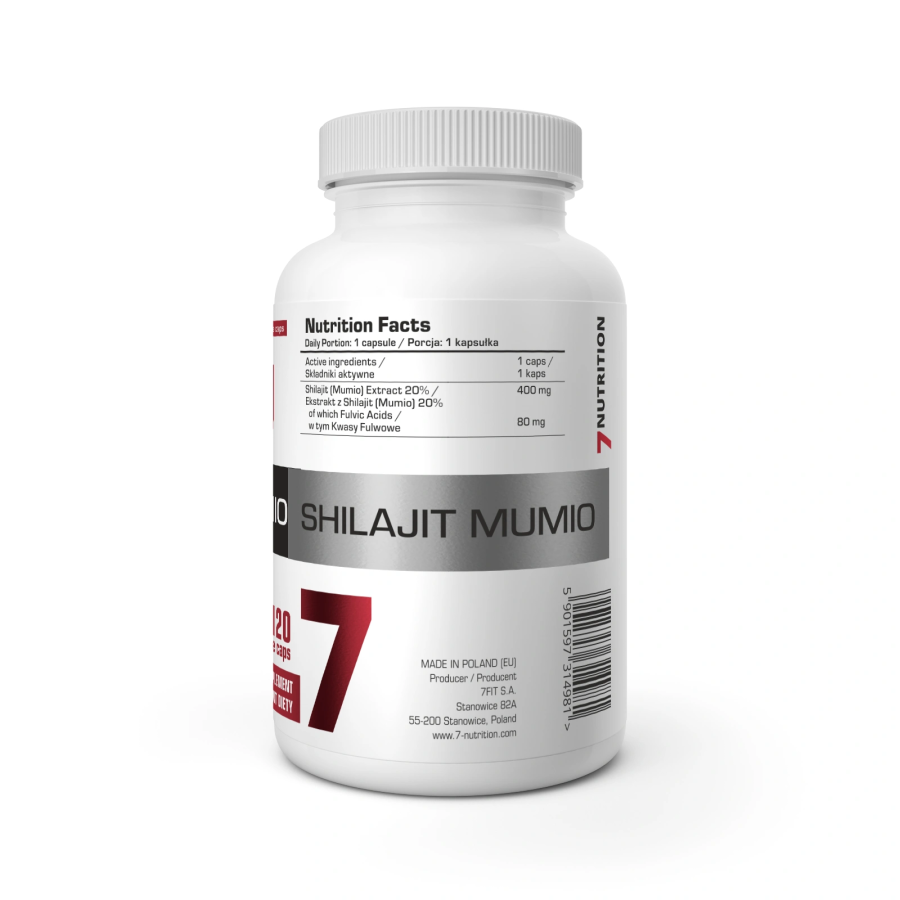 Shilajit Mumio 120 cápsulas 7Nutrition | Extracto 20 %